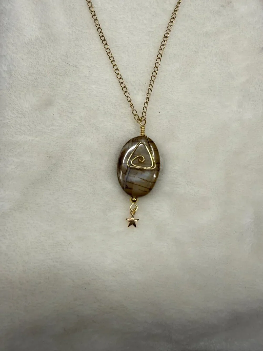 Handmade Natural Stone Jewelry Set | Gold-Tone Necklace Earrings Bracelet